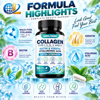 Capsules de complément alimentaire au collagène OEM/ODM avec biotine, kératine et acide hyaluronique pour soutenir les cheveux, la peau, les articulations et les ongles
