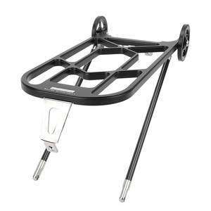 Porte-bagages arrière pliable pour vélo, porte-bagages en alliage d'aluminium haute résistance avec roues pour <span class=keywords><strong>Brompton</strong></span> noir - Product Image 4