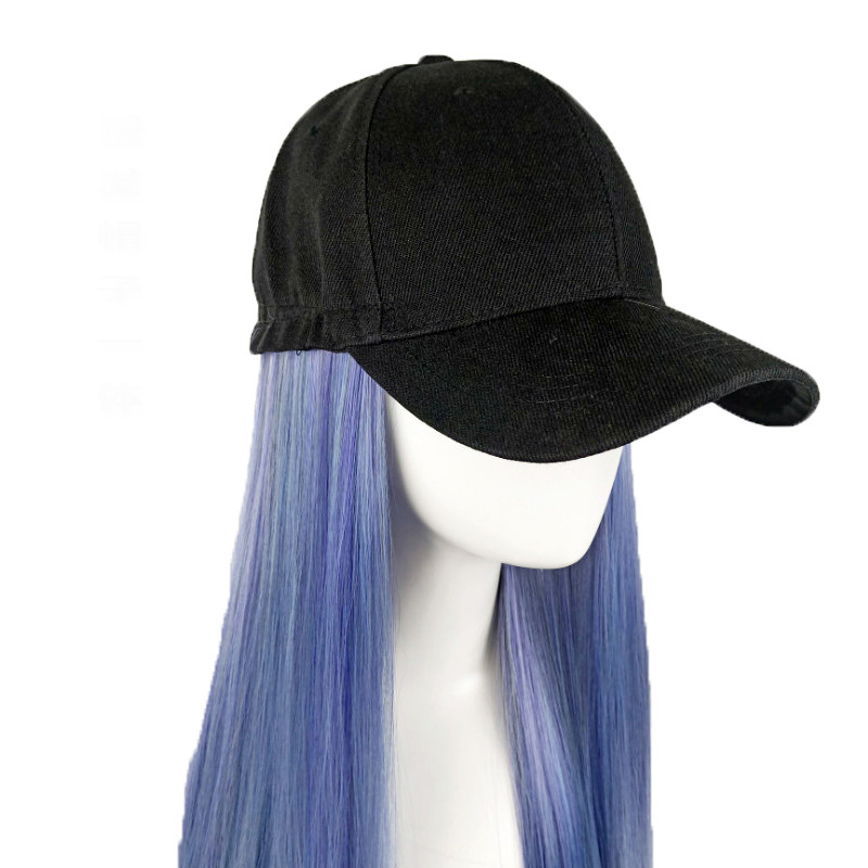 Оптовая продажа, длинный прямой необработанный парик, шапка натурального цвета, синтетические человеческие волосы, парики, дешевые бейсбольные шапки, регулируемый парик