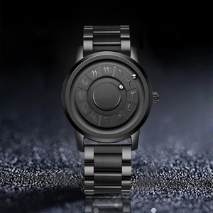 Reloj de Cuarzo con Números Arábigos de Acero Inoxidable Negro, Reloj de Hombre con Bola Magnética Giratoria, Reloj de Cuarzo con Logotipo Personalizado - Product Image 4