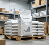 Sachet personnalisé à huit soudures latérales pour litière pour chat, sac en plastique refermable de qualité alimentaire pour l'emballage de litière pour chat