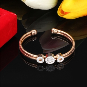 2024 Adjustable Three Colors Stainless Steel Women Jewelry Charm <strong>Bead</strong> Bangle <strong>Bracelet</strong> - Product Image 6