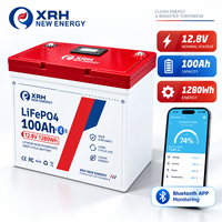 Batterie Lithium LiFePo4 12V 100Ah 1280Wh, 5000 cycles, décharge pulsée max 500A, cycle profond, remplacement AGM pour camping-car, motorhome, solaire