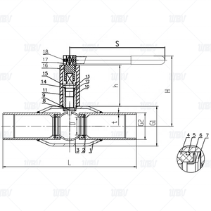 Bille à roulement à billes à diamètre réduit entièrement soudée Q61HF-16/25C CF8 avec poignée mobile - Product Image 2