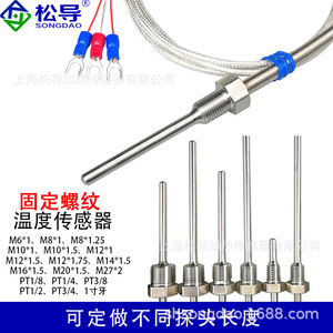 เซ็นเซอร์วัดอุณหภูมิ Pt100 แบบเกลียว ทนน้ำ หัววัดอุณหภูมิแบบแพลตตินัม ชนิด K, ชนิด E เทอร์โมคัปเปิล - Product Image 5