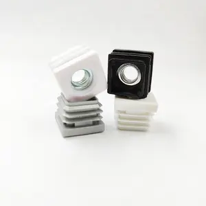 Tube Plastic Inserts Square End Thread Cap Nut Plug For Table Legs