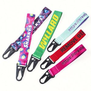 Promotional Polyester Fabric Embroidery Keychain Lanyard Accessories Metal Custom Logo Wrist <b>Key</b> <b>Chain</b> - Product Image 6