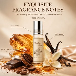 Glatte Textur mit Perlen-Duftöl. 360 °   Rollerball für Präzise Anwendung von Schokoladen-Moschus-Parfümöl. - Product Image 1