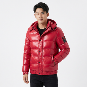 Veste matelassée brillante pour homme, personnalisable en gros, avec capuche en fausse fourrure, épaisse et rembourrée, manteau d'hiver en duvet, fabricant OEM ODM - Product Image 3