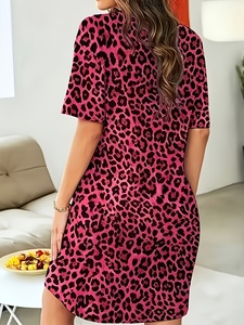 Pigiama/Camicia <span class=keywords><strong>da</strong></span> <span class=keywords><strong>notte</strong></span> <span class=keywords><strong>da</strong></span> donna <span class=keywords><strong>taglie</strong></span> <span class=keywords><strong>forti</strong></span> in poliestere e <span class=keywords><strong>cotone</strong></span> personalizzato Kuest con stampa leopardata e testa di leopardo, abbigliamento casual <span class=keywords><strong>da</strong></span> <span class=keywords><strong>notte</strong></span> - Product Image 2