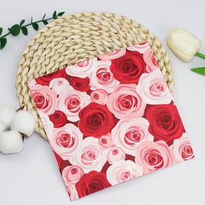 Servilletas Impresas Cuadradas para Restaurante Occidental, <span class=keywords><strong>Hotel</strong></span>, Boda, <span class=keywords><strong>Fiesta</strong></span>, con Diseño de Rosa Roja y Flor Rosa, de Papel y Papel Tisú - Product Image 6