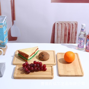 Plateaux de service en bambou couleur bois naturel pour desserts, sandwichs, pain, fruits, lot de 3 pièces - Product Image 1