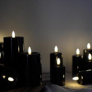 3D Bullet Acrylic <span class=keywords><strong>LED</strong></span> trụ cột nến đen pin hoạt động nhấp nháy hẹn giờ nhỏ nhựa Flameless đám cưới trang trí nhà - Product Image 4