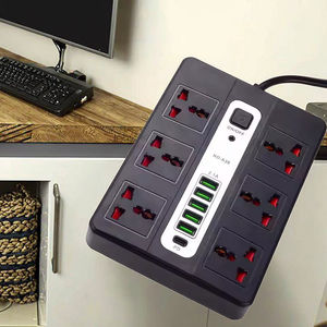 British Standard USB Power <strong>Socket</strong> with 6 AC <strong>Sockets</strong> 5 USB Interfaces 10A Rated Household Extension Cord <strong>UK</strong> Plug Standard - Product Image 3