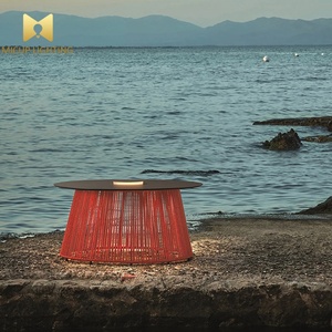 Lampada da <span class=keywords><strong>Tavolo</strong></span> Moderna in <span class=keywords><strong>Rattan</strong></span> con LED, Impermeabile IP65, Alimentata a Energia Solare per Esterni, Patio, Giardino, Cortile - Product Image 3