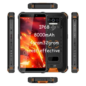 Baterai Besar 8000Mah 4Gb Ram 32Gb Rom Android Telepon Kasar Ip68 Mendukung Gps Glonass Beidou Sidik Jari Wifi 4G Lte dengan Harga Rendah