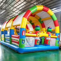 Château gonflable de dessin animé en PVC 10x5x5M pour usage intérieur/extérieur, logo personnalisé, couleur, thème parc d'attractions, jeux pour enfants JIALE