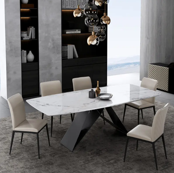 Modern Style Dining Table and Chair Set Comfortable Wood Furniture for Home Hotel Apartment or Villa-Seats 6-8 People