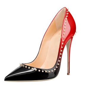 Donne alla moda <span class=keywords><strong>tacco</strong></span> alto 12cm punte a spillo <span class=keywords><strong>borchie</strong></span> da donna nere Sexy <span class=keywords><strong>scarpe</strong></span> col <span class=keywords><strong>tacco</strong></span> alto - Product Image 3