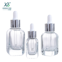 Flacon en verre transparent carré de 40 ml avec fond à motif écossais, personnalisable par sérigraphie, compte-gouttes pour collyre