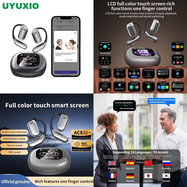 Travel Friendly AI Translation Earbuds 144 Languages Wireless Open Ear Headset Real Time Voice Translator for Global Tour Trip