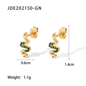 Pendientes Minimalistas de Serpiente para Mujer, Joyería de Acero Inoxidable con Circonita Cúbica y Cristal, para Animales Pequeños - Product Image 5