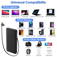 Batteries externes 12W à prix abordable, 10000 mAh, avec câbles intégrés USB Type-C et Micro USB, station d'alimentation