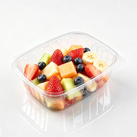 Boîte alimentaire jetable en plastique scellée avec couvercle, conteneur transparent en PET type clamshell 48 OZ, empilable, qualité alimentaire, vente en gros OEM