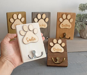 <span class=keywords><strong>Crochet</strong></span> mural décoratif personnalisé en bois en forme de patte de chien pour vêtements, laisses, manteaux et accessoires pour animaux de compagnie - Product Image 4