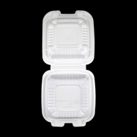 Boîte à lunch jetable en PP biodégradable SC-61, 6*6 pouces, compatible micro-ondes, sans BPA, sans PFAS, avec couvercle, 500 ml