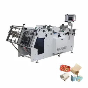 High speed paper food burger box making machine fried potato chips box forming small pizza paper lunch box machine