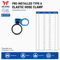 Pince à ressort élastique pré-assemblée certifiée IATF 16949 avec poignée bleue pour la fixation des tuyaux automobiles