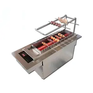 Mesa exterior interior portátil 13 17 Espetos Barbecue Grill Kebab Máquina Automática Flip Roasting Gyro Rotisserie Equipment