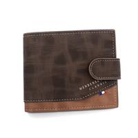 Dompet kulit pria ramping, dompet pendek bisnis warna coklat klasik, dompet kulit PU sebagai hadiah