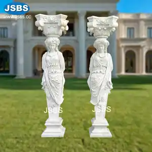 Roman White Marble Decorative Caryatid Square Columns For Wedding Venue Landscape