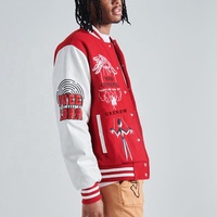 Veste d'hiver pour homme en cuir avec logo brodé en chenille personnalisé, style vintage bomber, coupe ajustée, streetwear