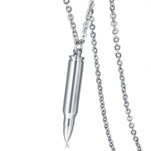 Zhongzhe gioielli proiettile <span class=keywords><strong>ciondolo</strong></span> per gli uomini collana personalizzata in acciaio inox Vintage tre colori eleganti gioielli maschili - Product Image 4