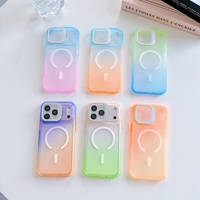 Coque magnétique compatible avec 18 modèles, finition effet peau en gel de silicone dégradé animal, protection d'objectif