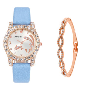 Amadi Ensemble de bracelets de montres dauphins créatifs à la mode pour femmes New Hot-Selling Fresh Style Student Watch 20mm Alloy Case Quartz - Product Image 3