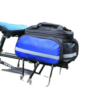 Alforjas para bicicleta, bolsas para portaequipajes trasero, forro de tela de poliéster, impermeable, azul, negro, rojo, correa ajustable para el hombro, cremallera interior - Product Image 1