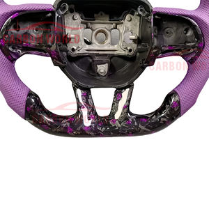 Volant <span class=keywords><strong>de</strong></span> voiture personnalisé en fibre <span class=keywords><strong>de</strong></span> carbone pour Dodge RTS Charger couleur violet style sport volant en cuir forgé - Product Image 5