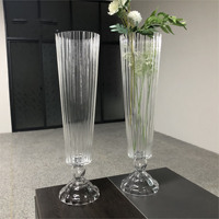 Vente en gros directe vase en verre transparent droit mariage pièce maîtresse en verre vase scène bureau centre décorations.