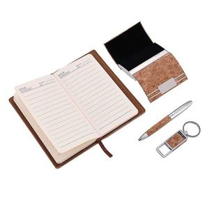 Set de Regalo Ejecutivo Ecológico y Sostenible, Estilo Corcho, Cuaderno A6, Caja para Tarjetas, Bolígrafo, Llavero, Caja de Regalo - Product Image 4