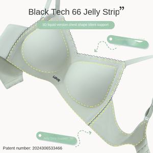 Women's Seamless Wireless Push-Up Anti-SAG Sports <strong>Bra</strong> Comfortable Shockproof Fixed Cup Underwear Adjustable Thin Jelly One-Piece - Product Image 3