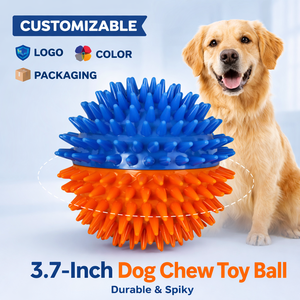 Pelotas para Perros Resistentes de TPR con Púas y Sonido, 3.7 Pulgadas, Juguetes Masticables para Limpieza Dental y Juego Interactivo, Empaque con Logotipo Personalizado - Product Image 1