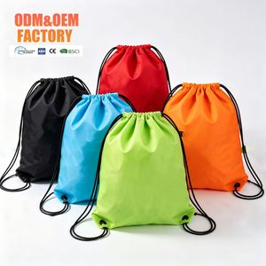 Custom Foldable Portable Reusable Waterproof Drawstring <b>Backpack</b> Bag Storage Polyester Bag for Swimming Gym Traveling - Product Image 1