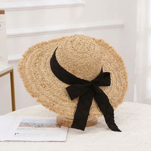 Raffia <b>Straw</b> <b>Hat</b> Women's Tie-Up Sun Beach Vacation Beach <b>Hat</b> Outdoor Sun Protection <b>Straw</b> <b>Hat</b> - Product Image 3