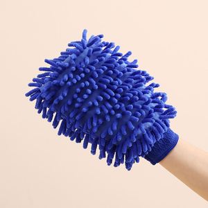 Gant de lavage en microfibre chenille bleu durable, imperméable, en matière pelucheuse, pour le nettoyage automobile et le detailing. - Product Image 5