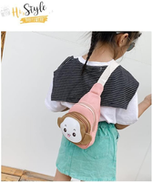 Dessin animé mignon lapin singe Animal fronde poitrine sac d'école