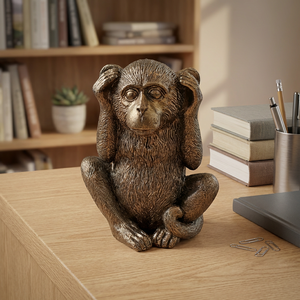 Scultura di <span class=keywords><strong>Scimmia</strong></span> Dipinta a Mano in Resina Personalizzata, Arte Popolare Dorata, Decorazione per la Casa, Animale per il Giorno di Scherzi di Aprile - Product Image 1